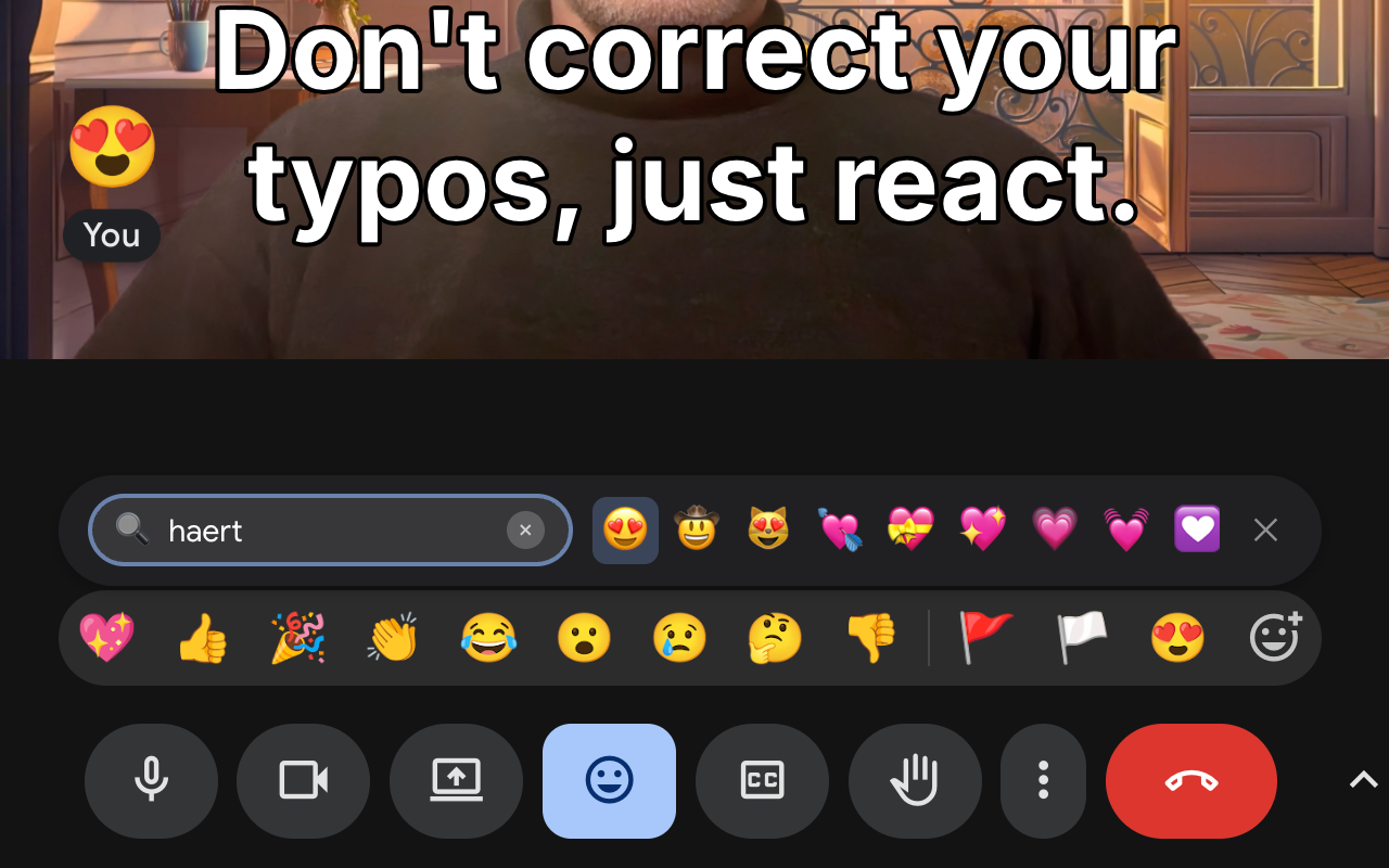 Reactions for Google Meet Emoji Search Interface